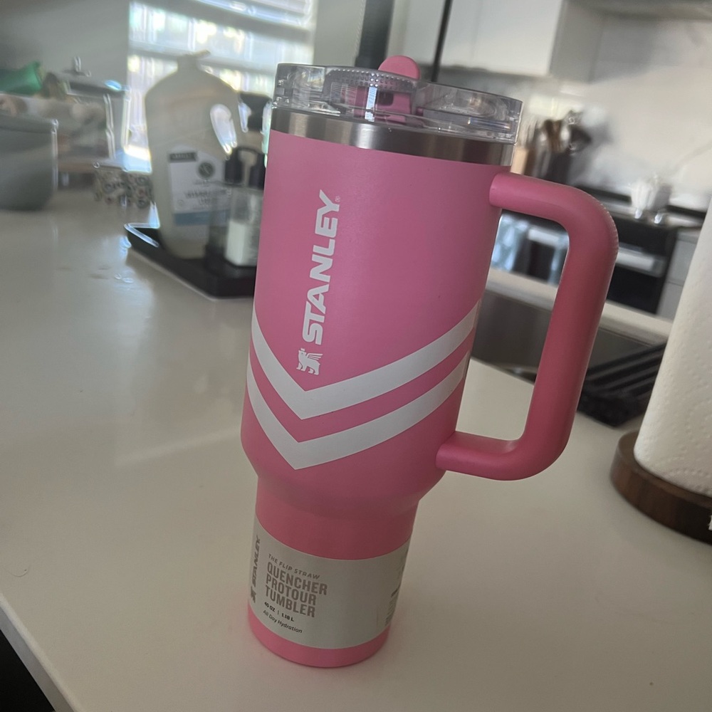 Stanley Pink Travel Mug with Clear Lid (with scratches)
